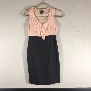 Taylor Petite Pink Silk Frayed Ruffle Neck Sleeveless Dress size 2P